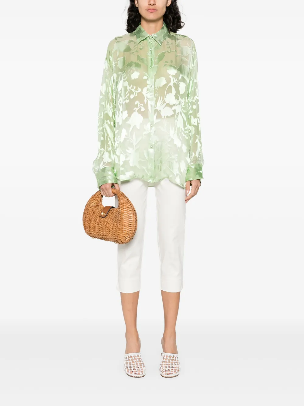 Ermanno Scervino floral-jacquard shirt - Groen