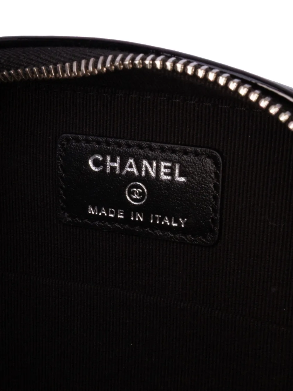 Pre-owned Chanel 2021-2024 Cc Quilted Patent Diamond Resin Clutch With Chain Crossbody Bag In Black