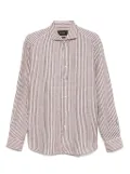 BOSS striped linen shirt - Brown