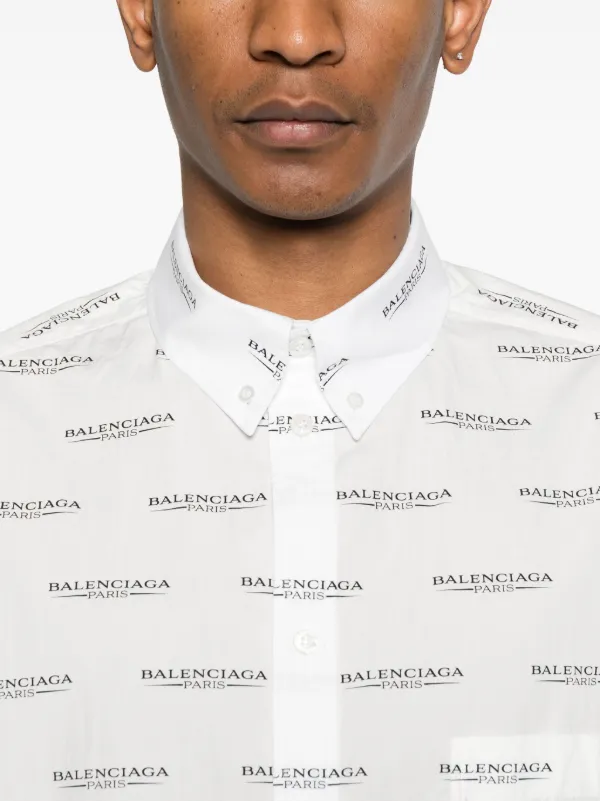 BALENCIAGA ロゴプリント ホワイトシャツ 38 BALENCIAGA - バレンシアガ【BALENCIAGA】 ノーマルフィット