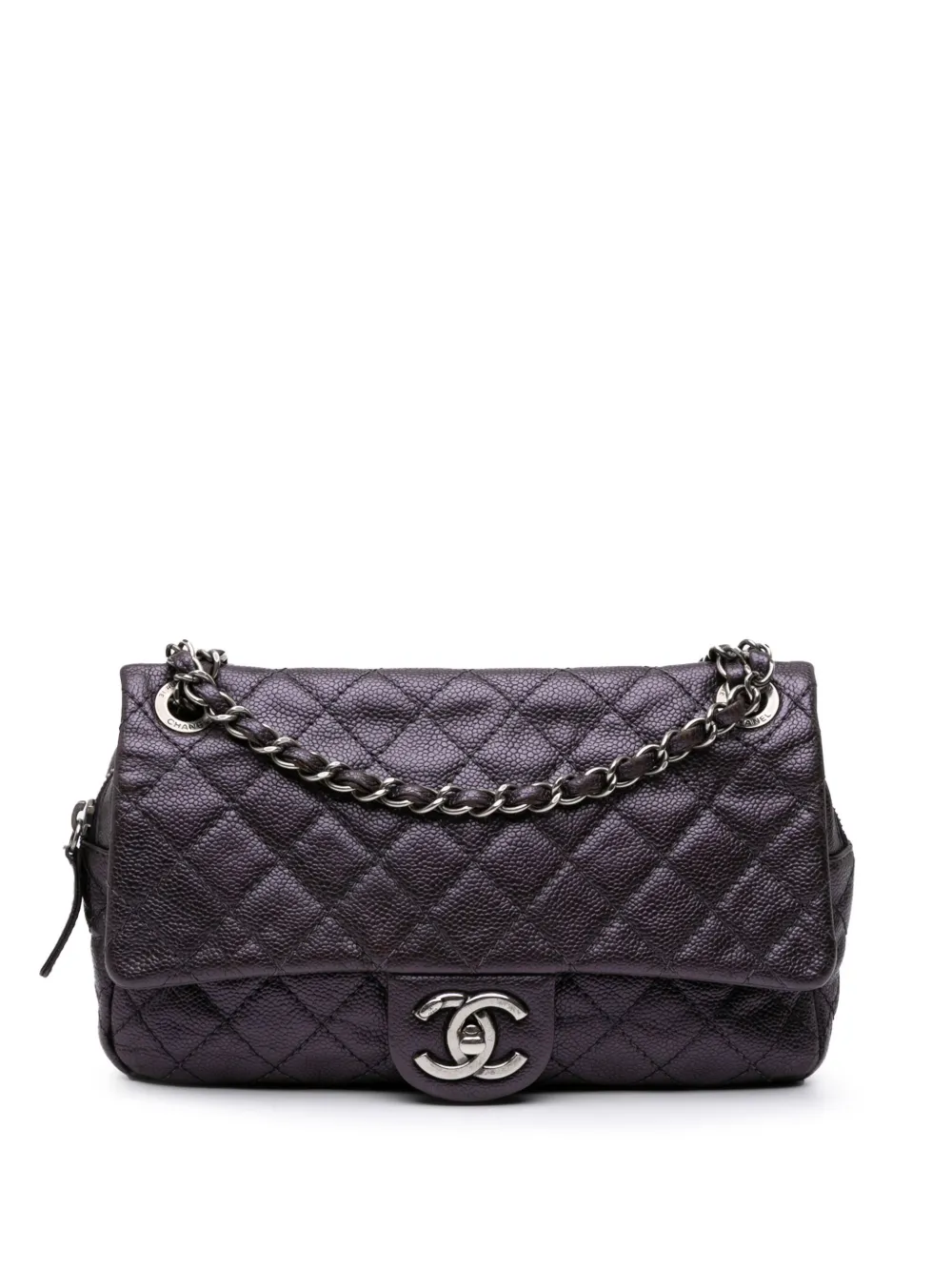 CHANEL Pre-Owned 2012 Jumbo Quilted Caviar Easy Flap shoulder bag | Purple | Image 1