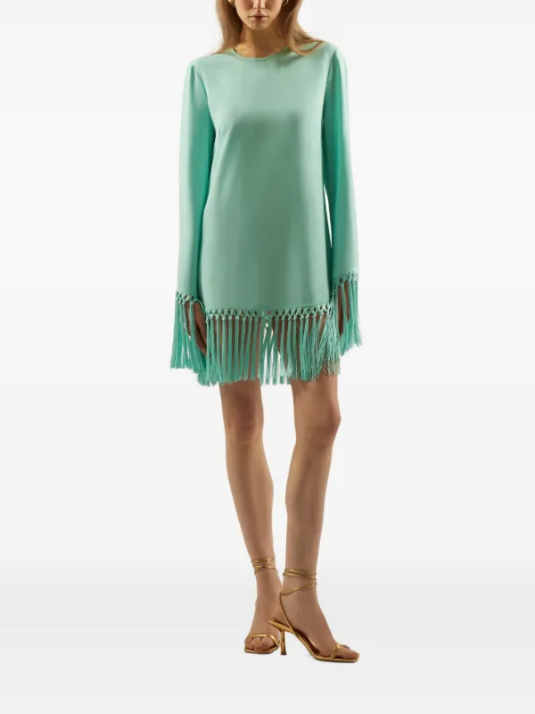 taller marmo green dress Taller Marmo - Green Adige mini dress with ostrich feathers PF2412