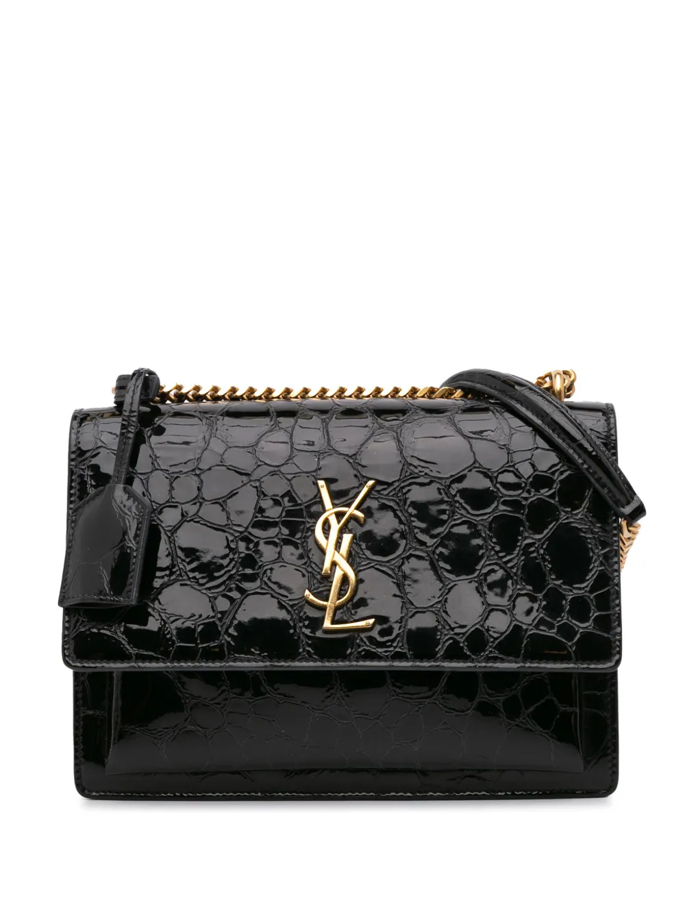 Saint Laurent Pre-Owned 2018 Medium Turtle Embossed Patent Monogram Sunset Bag crossbody bag | Black | Image 1