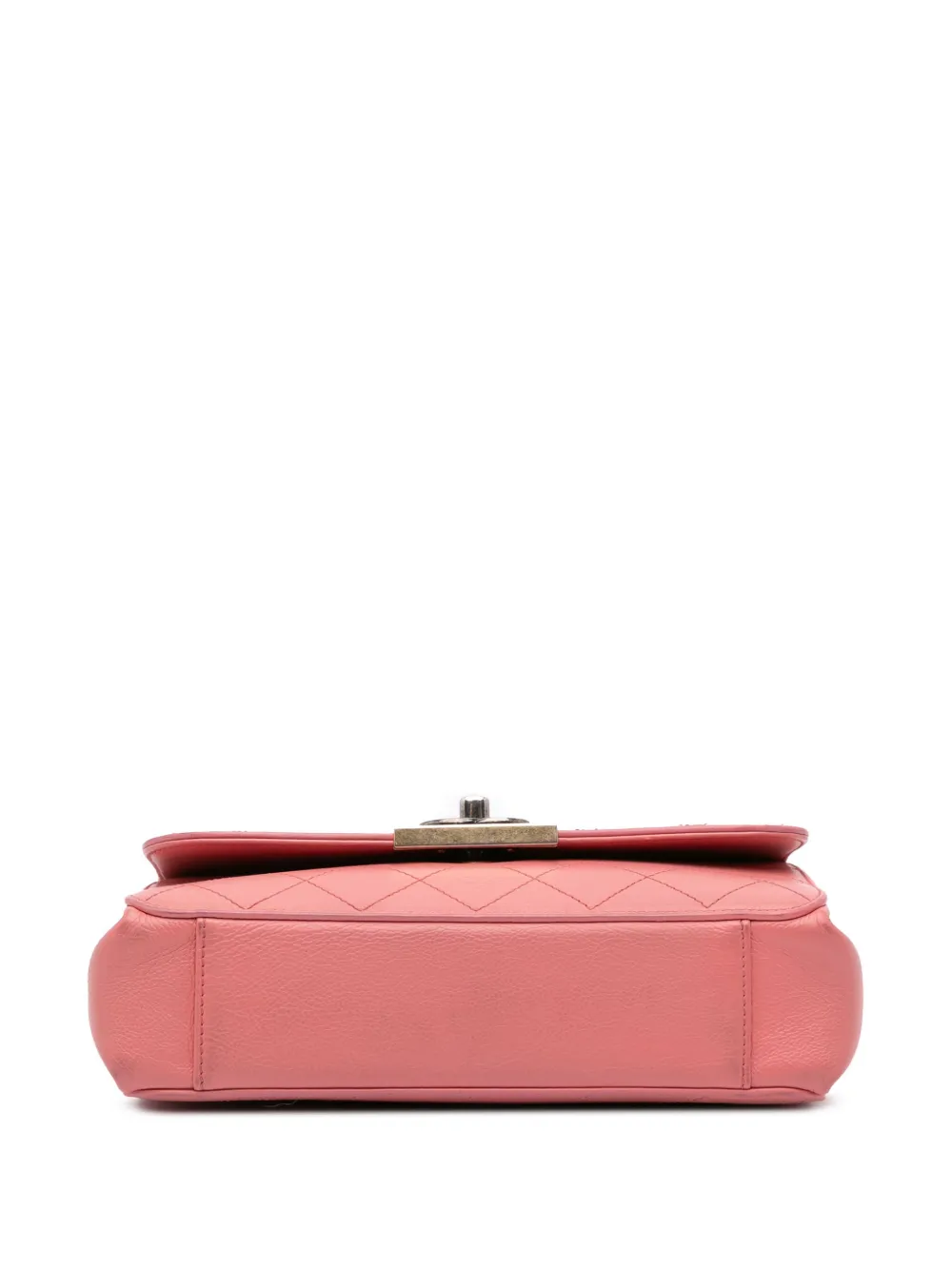 Pre-owned Chanel 2016-2017 Quilted Calfskin Straight Lined Flap Crossbody Bag In Pink