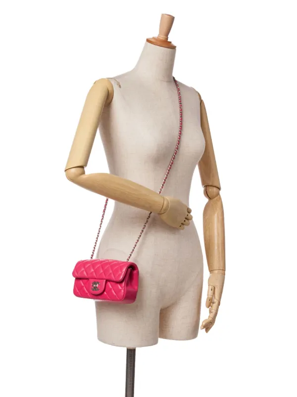 CHANEL Pre-Owned 2014 Extra Mini Rectangular Classic Lambskin Flap  Crossbody Bag Pink FARFETCH IN