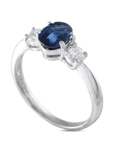 LB Exclusive anillo en platino con diamantes y zafiro