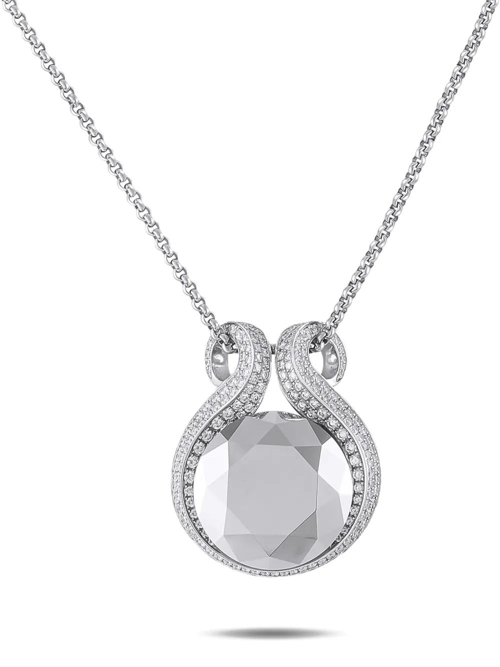 Chopard Pre-Owned 18K white gold diamond and hematite pendant necklace Chopard Pre-Owned 18K white gold diamond and hematite pendant necklace