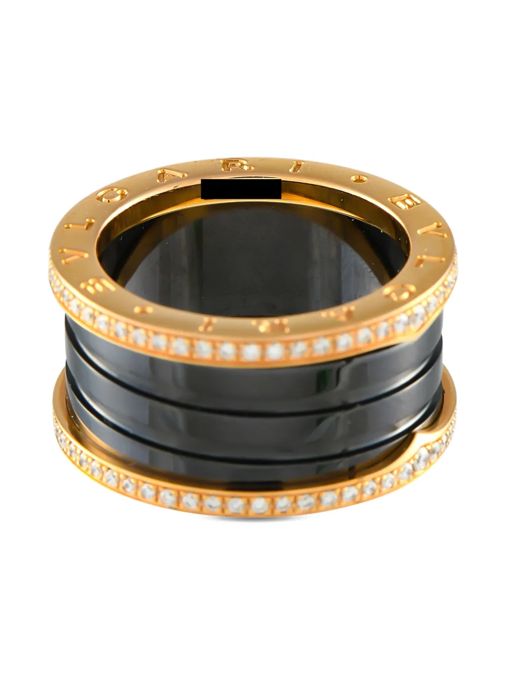 Pre-owned Bvlgari 18k Rose Gold B.zero1 Diamond Ring In 粉色