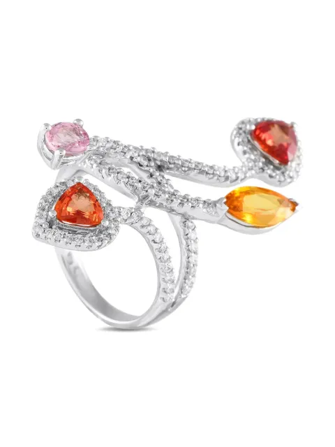 LB Exclusive bague en or blanc 18ct sertie de saphir et de diamant