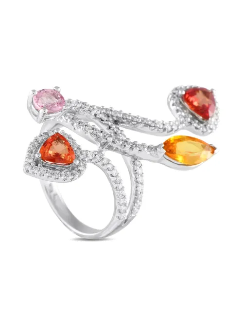 Bague en or blanc 18ct sertie de saphir et de diamant - LB Exclusive - Modalova