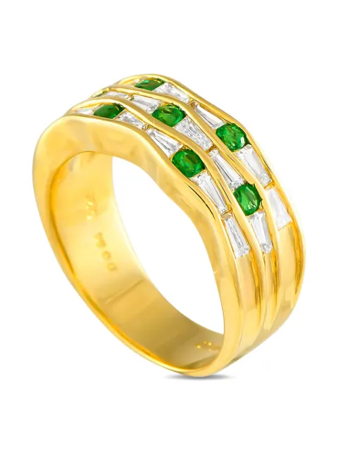 LB Exclusive anillo en oro amarillo de 18kt con diamante y esmeraldas