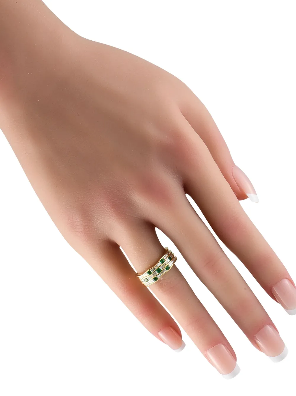 Pre-owned Lb Exclusive 18kt Yellow Gold Diamond And Emerald Ring
