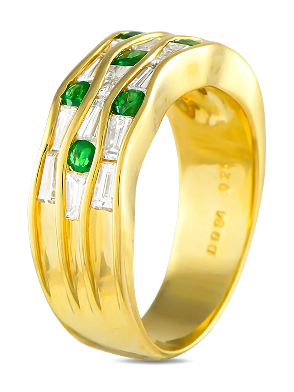 Pre-owned Lb Exclusive 18kt Yellow Gold Diamond And Emerald Ring