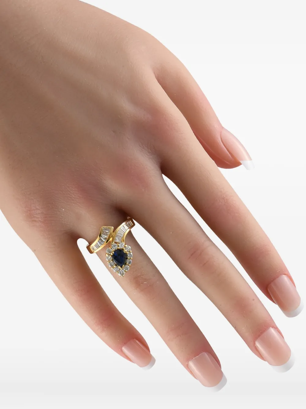 Pre-owned Lb Exclusive 18k Yellow Gold Diamond And Sapphire Ring