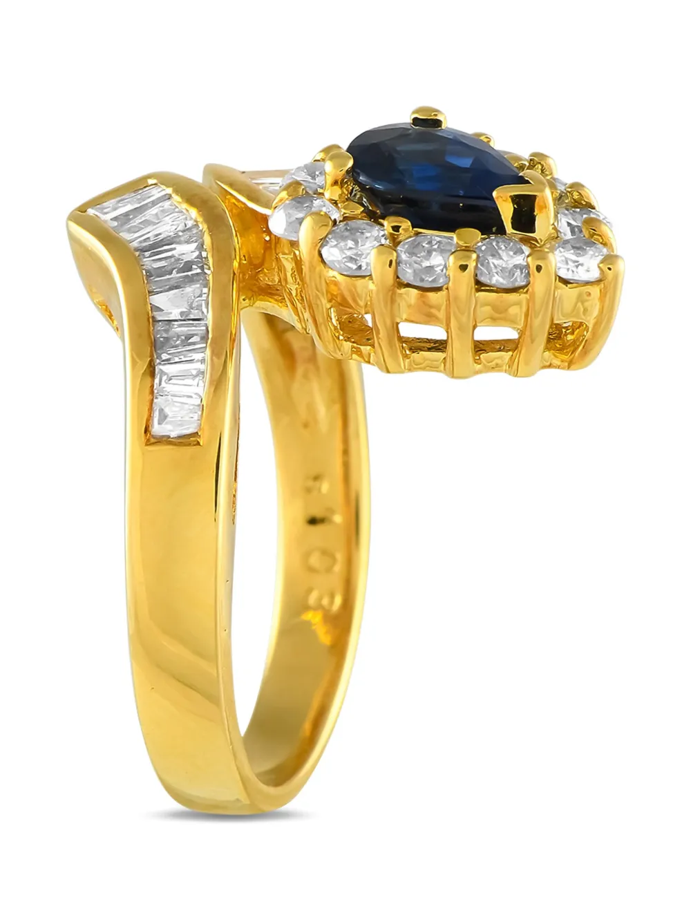 Pre-owned Lb Exclusive 18k Yellow Gold Diamond And Sapphire Ring