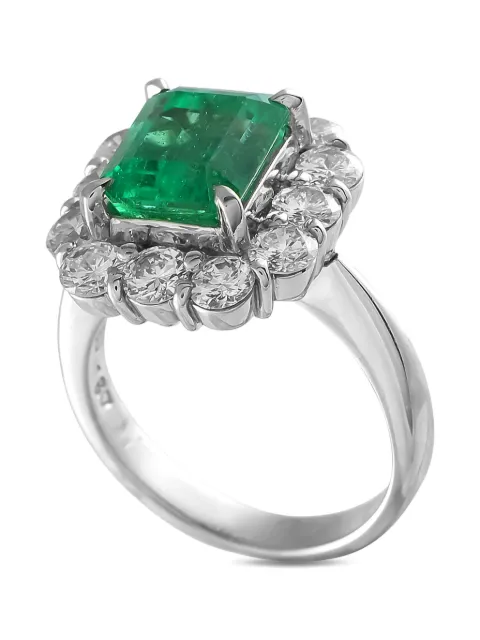 LB Exclusive platinum diamond and emerald ring
