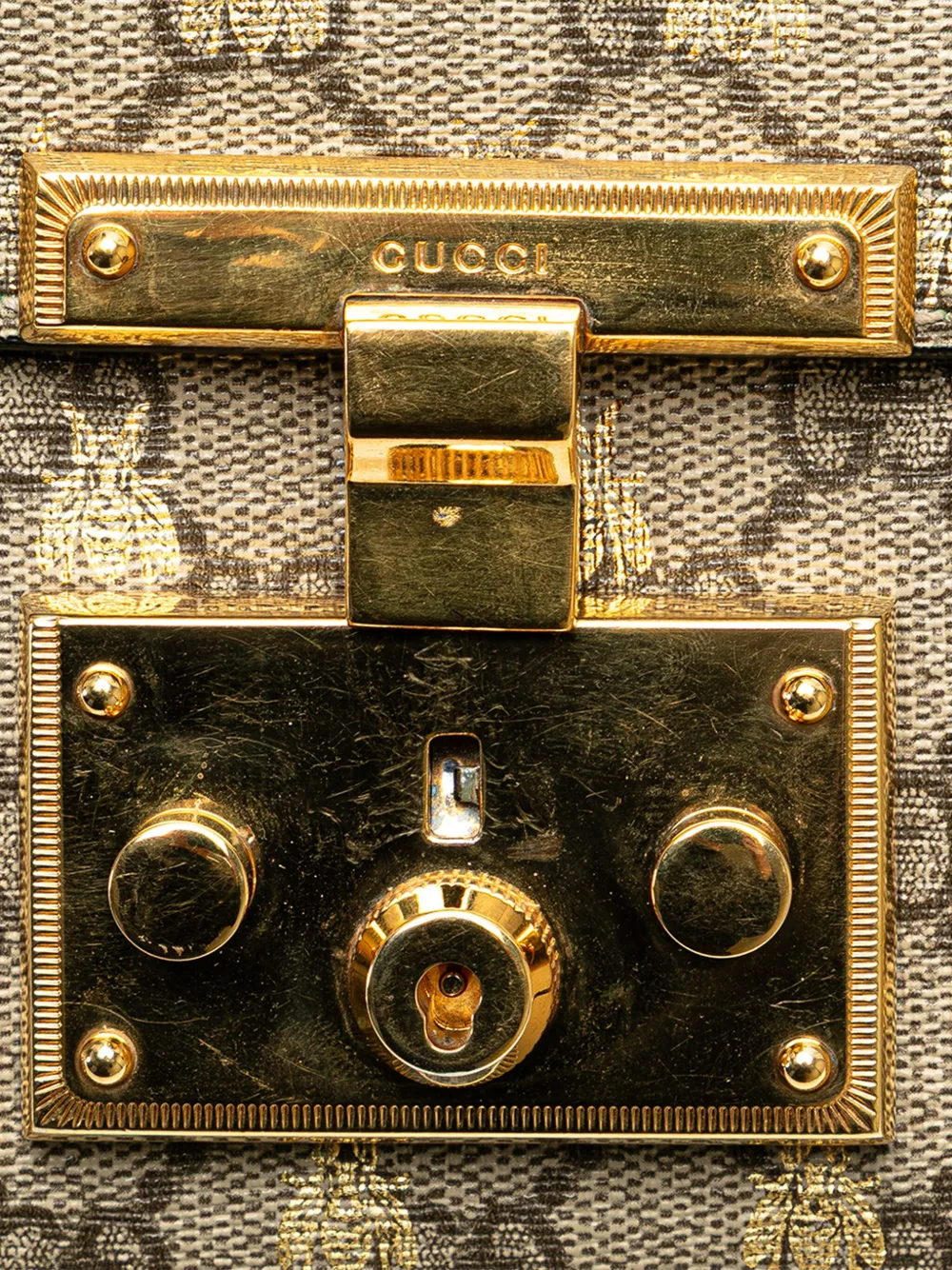Gucci Pre-Owned Borsa a tracolla piccola in tessuto GG Supreme con lucchetto e motivo api 2000-2015 | Image 5