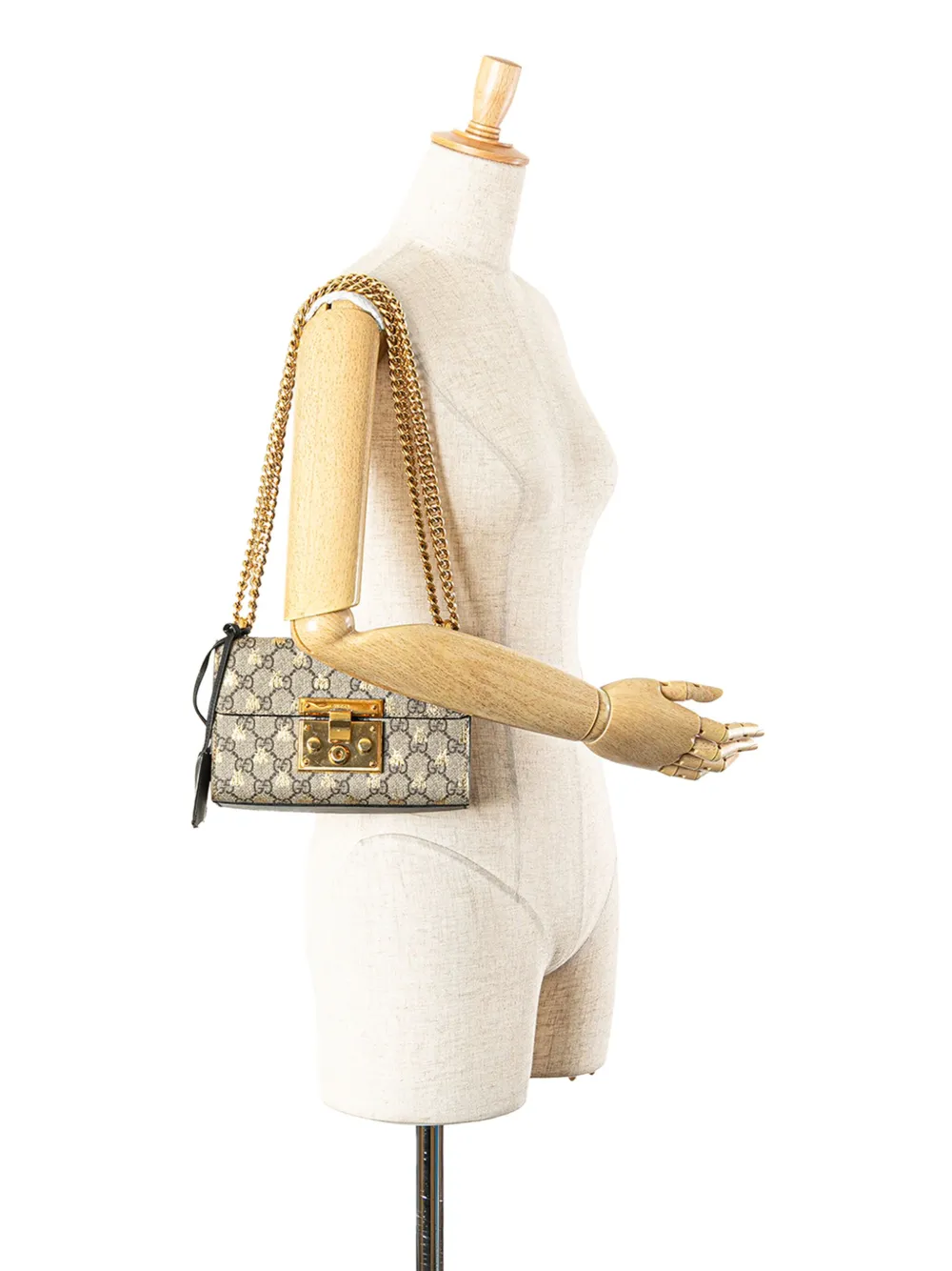 Gucci Pre-Owned Borsa a tracolla piccola in tessuto GG Supreme con lucchetto e motivo api 2000-2015 | Image 7