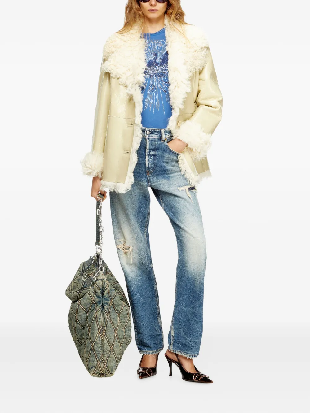 Diesel L-Aconic shearling-collar jacket | Leather Jackets | Image 2