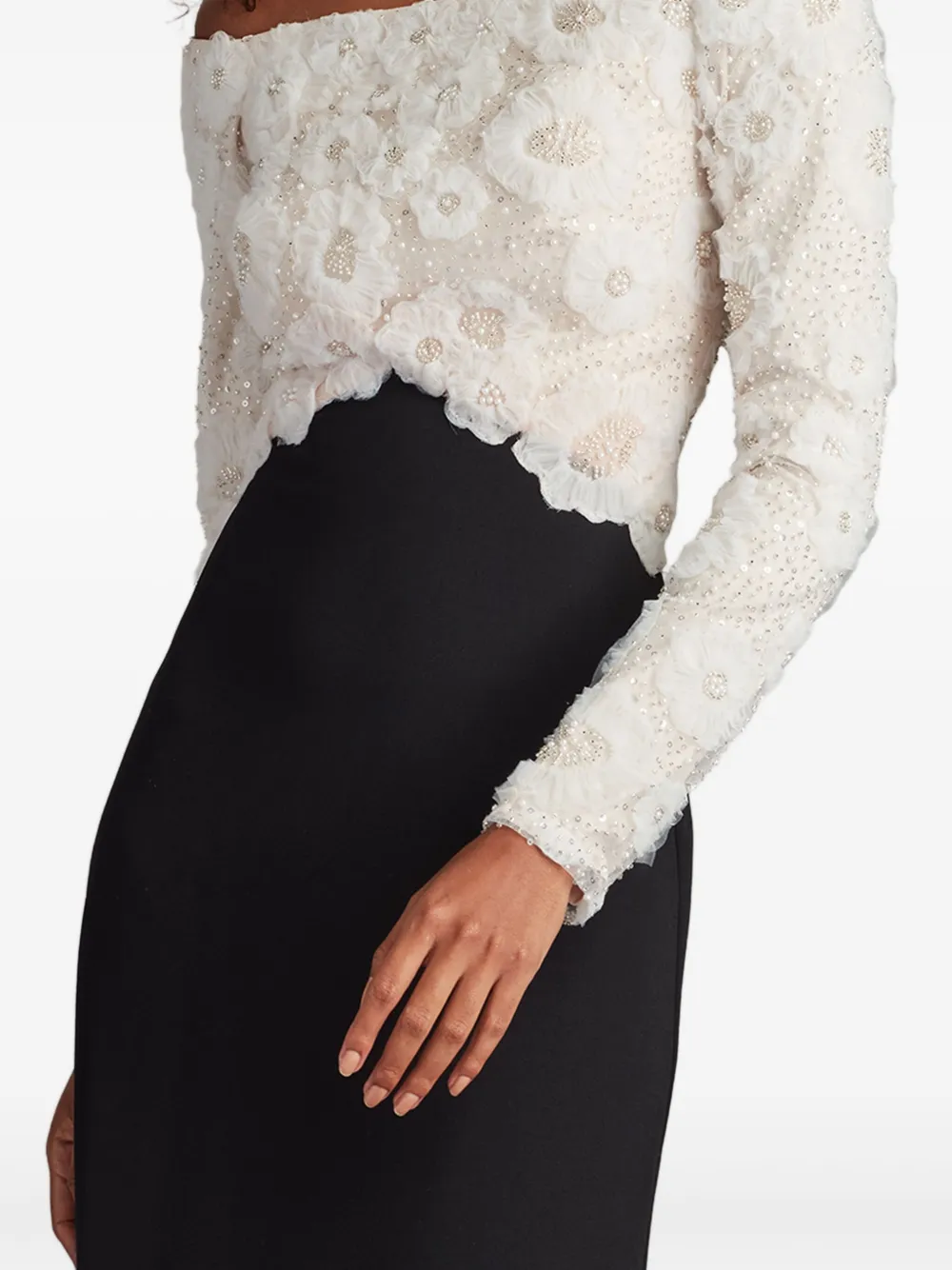 Tadashi Shoji Maxi-jurk met kanten vlakken Wit