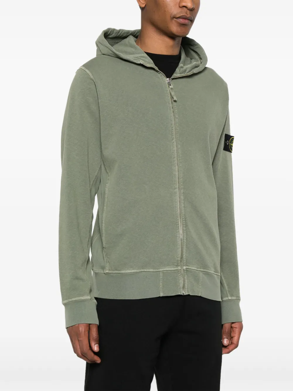 Stone Island Fleece hoodie met malfilé-katoen Groen