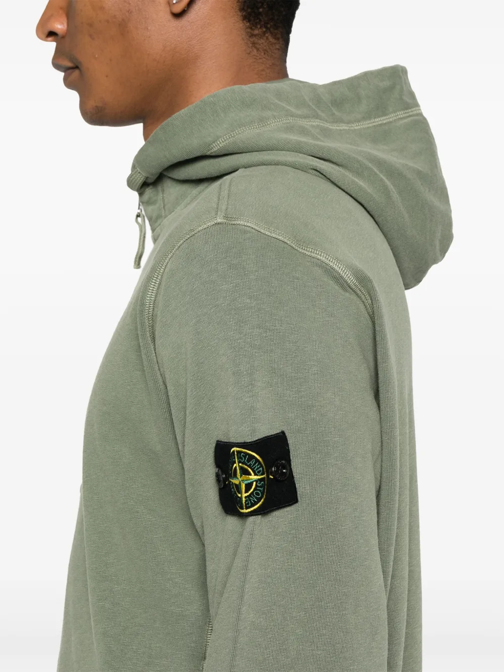 Stone Island Fleece hoodie met malfilé-katoen Groen