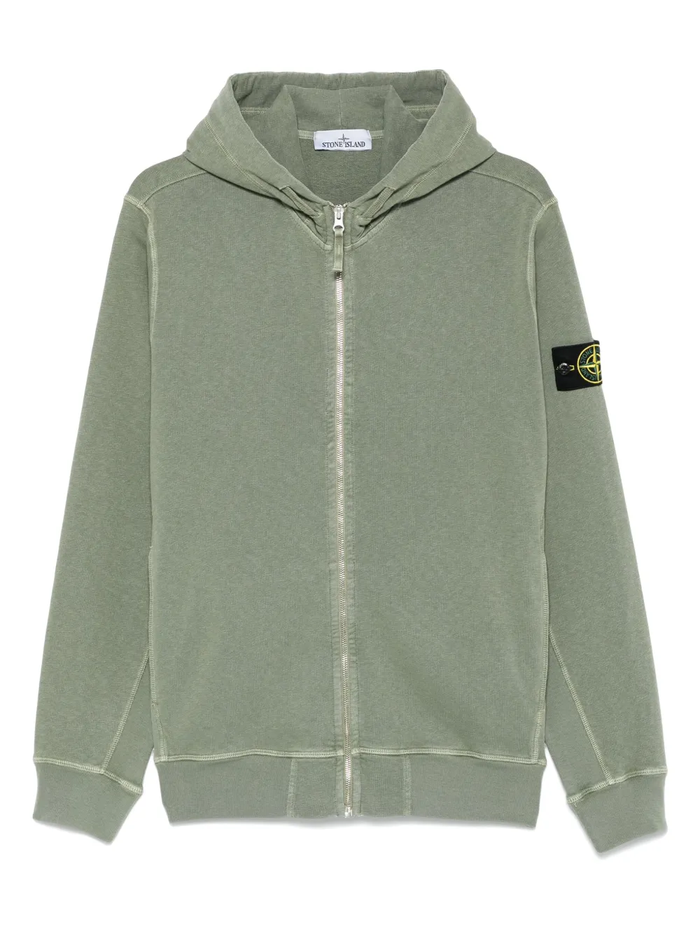 Stone Island コットンフリース パーカー - グリーン Stone Island コットンフリース パーカー - グリーン
