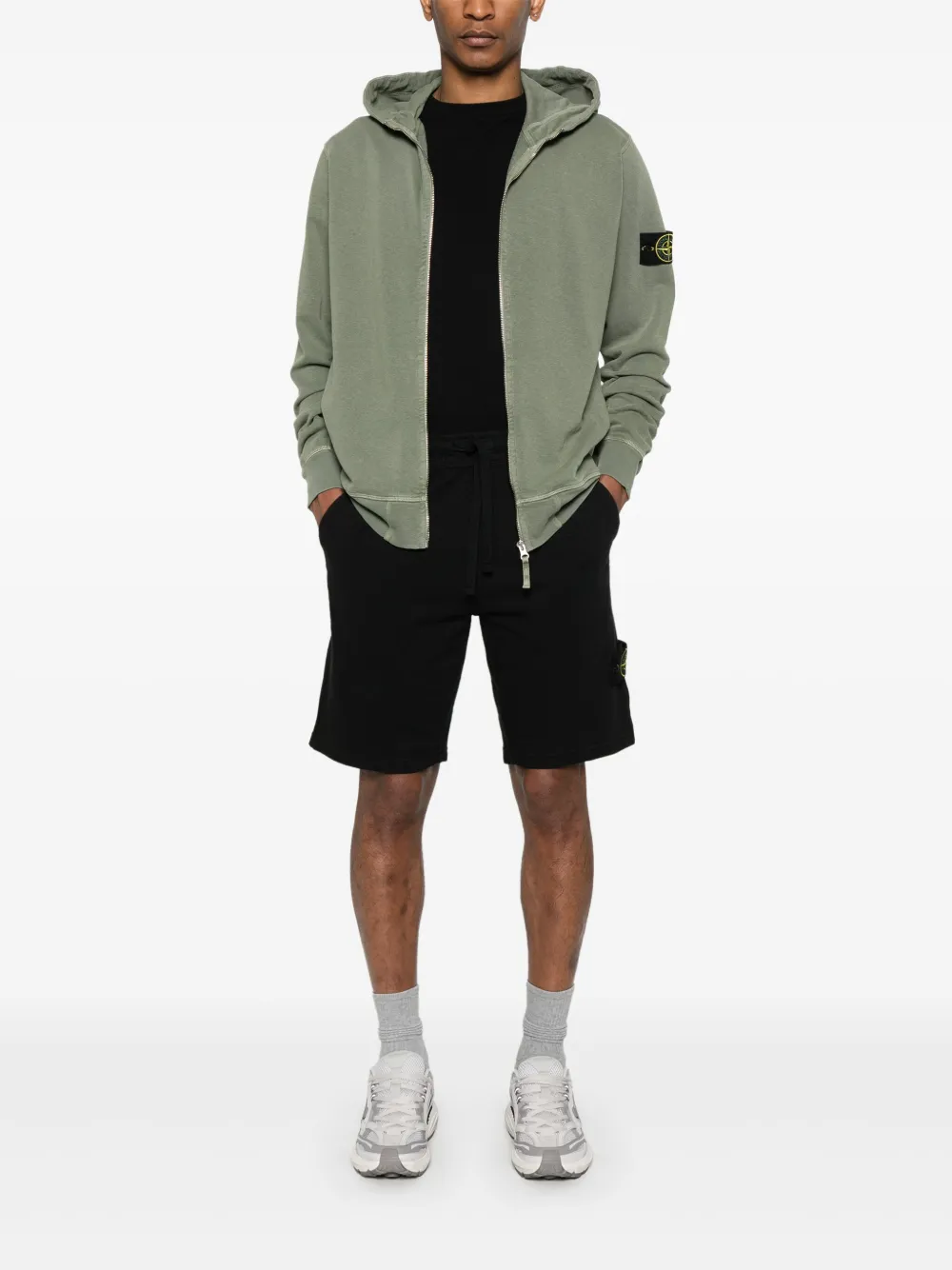 Stone Island Fleece hoodie met malfilé-katoen Groen
