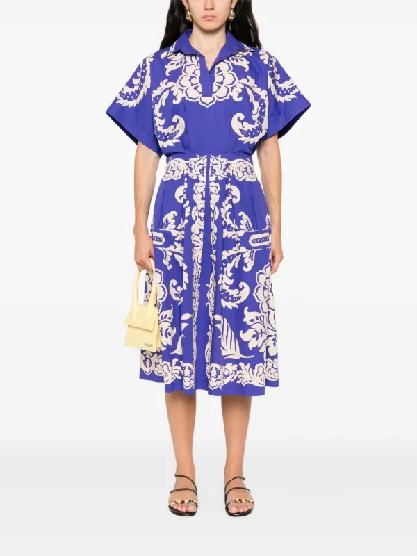 ETRO プリント ドレス | ブルー | FARFETCH JP