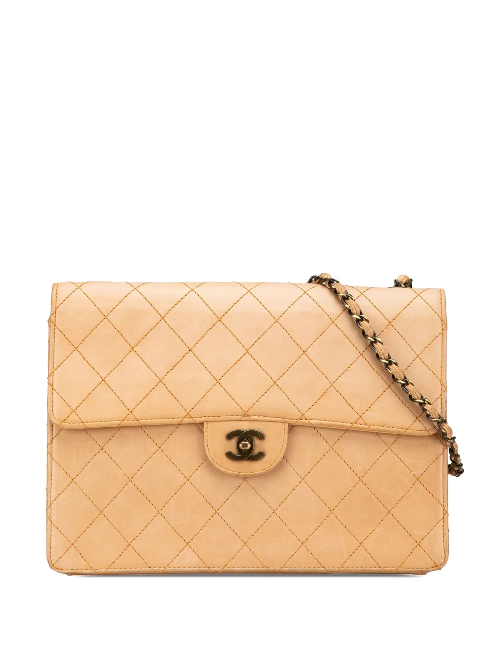 CHANEL Pre-Owned 1997-1999 Jumbo Lambskin Stitched Single Flap crossbody bag | Brown | Image 1