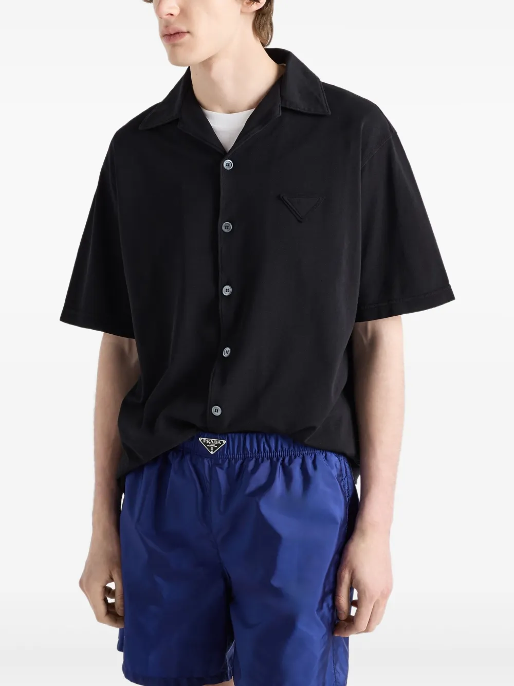 Prada Zwembroek met geëmailleerd logo Blauw