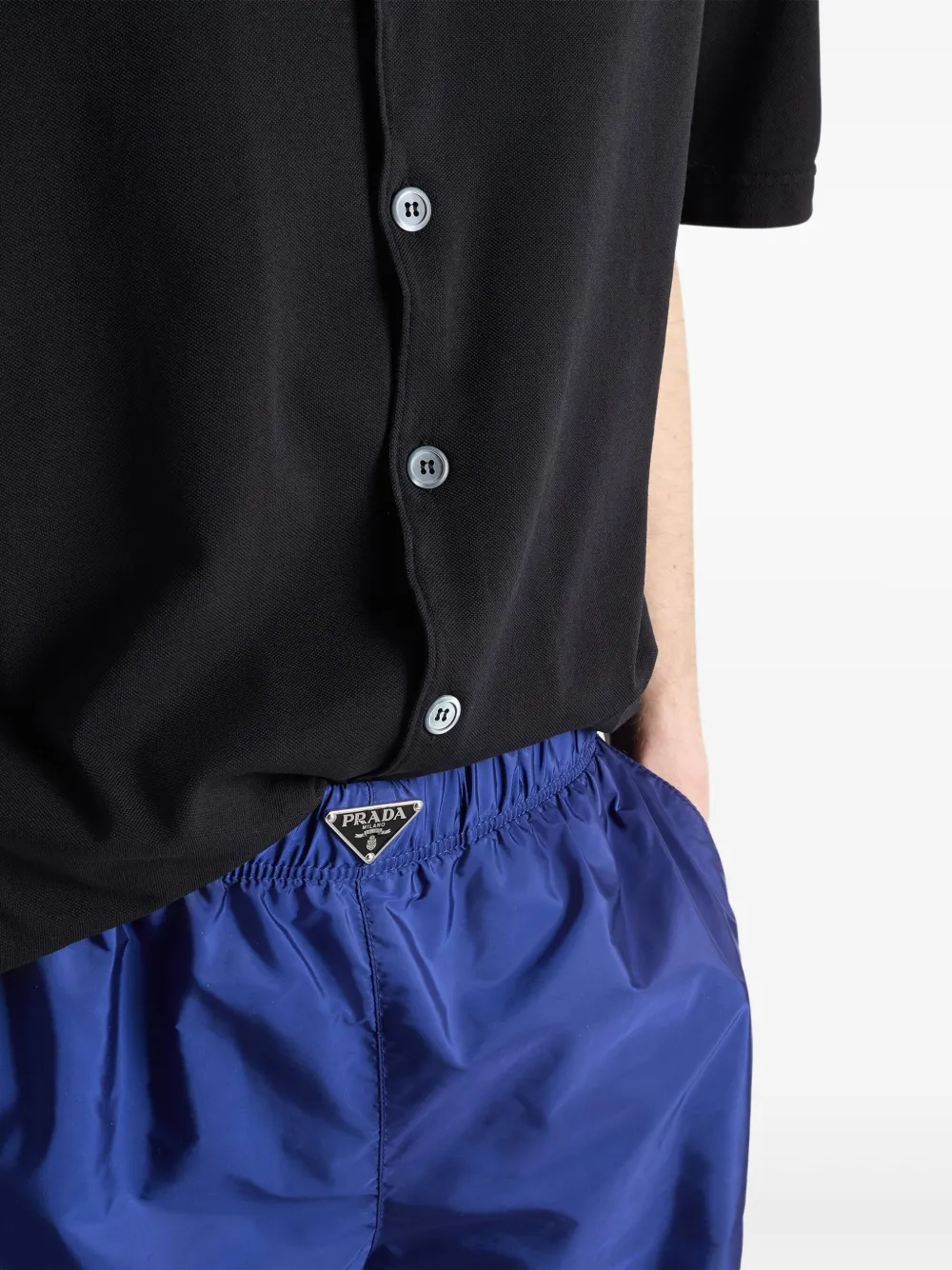 Prada Zwembroek met geëmailleerd logo Blauw