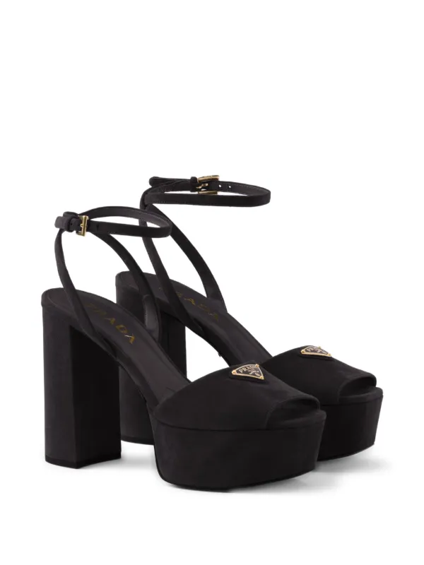 Prada 115mm Suede Platform Sandals | Black | FARFETCH