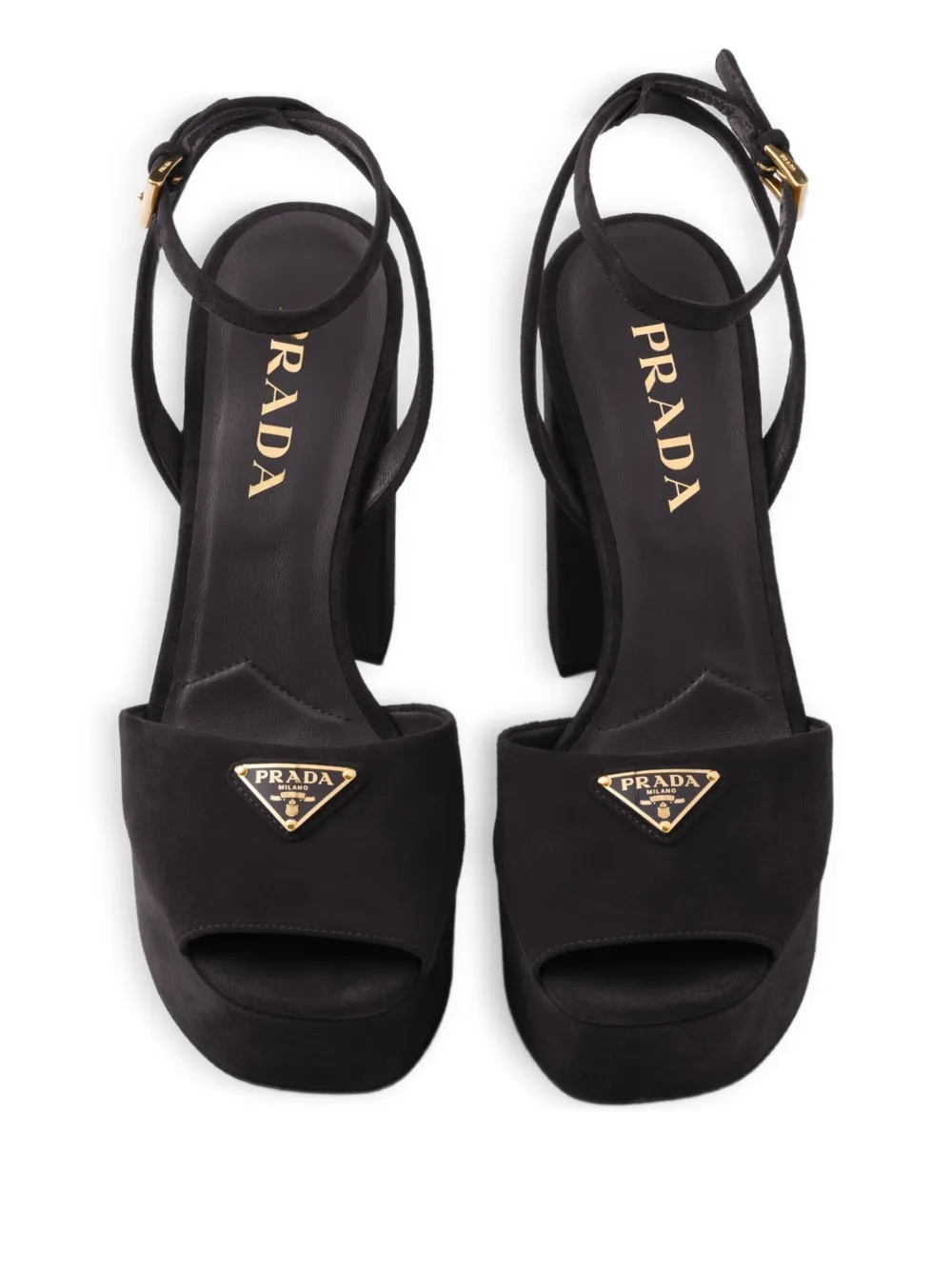 Prada 115mm suede platform sandals Black