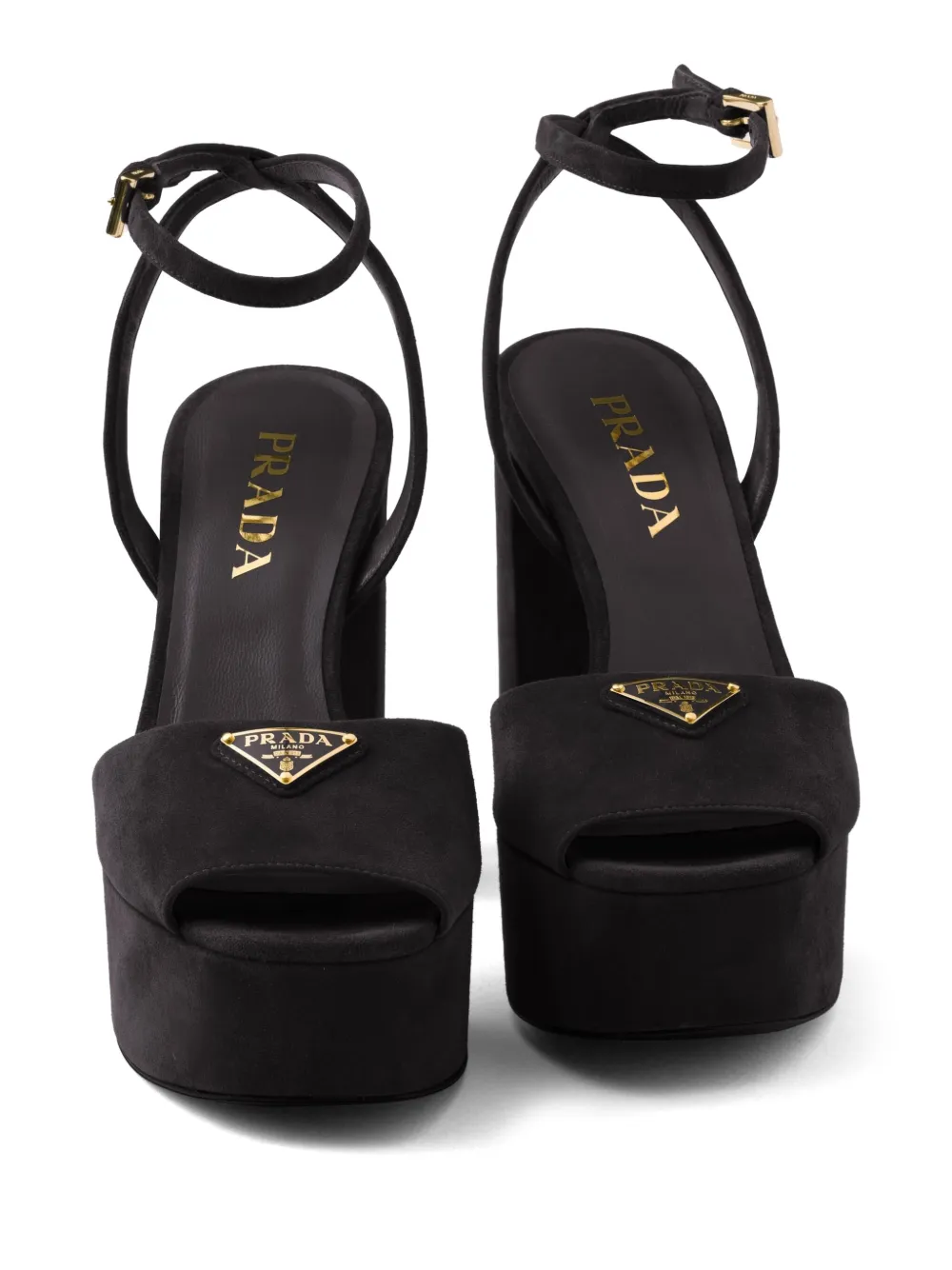 Prada 115mm suede platform sandals Black