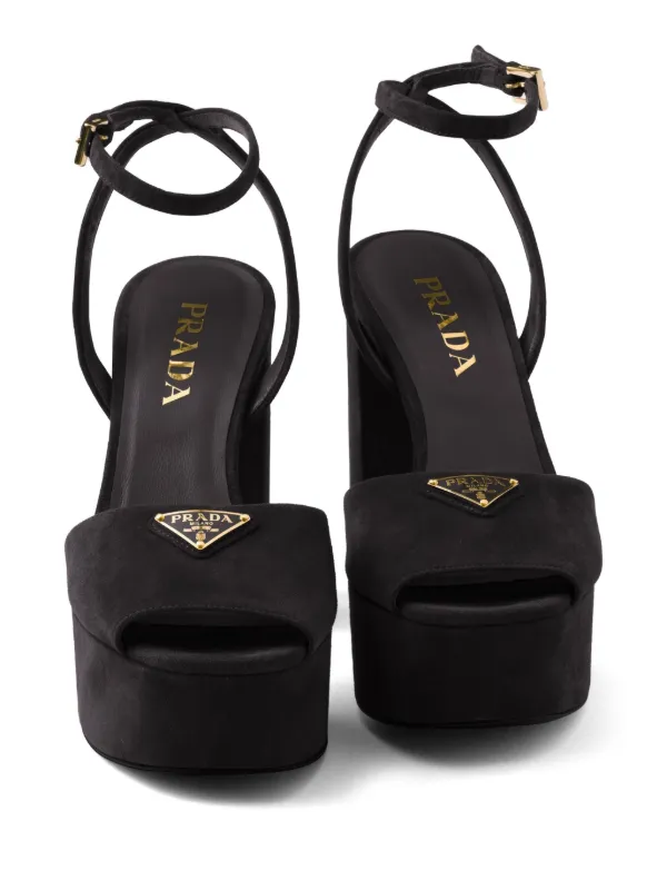 Prada 115mm Suede Platform Sandals | Black | FARFETCH