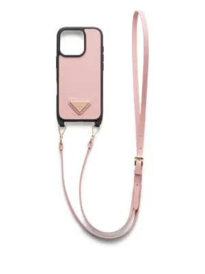新品未使用　 PRADA iPhone16proケース ピンク ブラック Prada detachable-strap iPhone 16 Pro Case | Pink | FARFETCH
