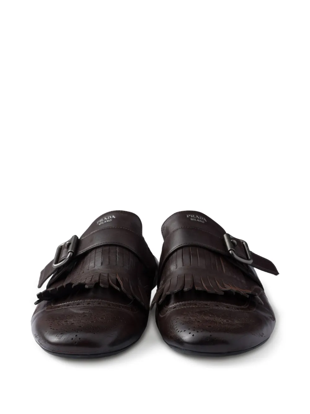 Prada fringed monk-strap loafers Brown