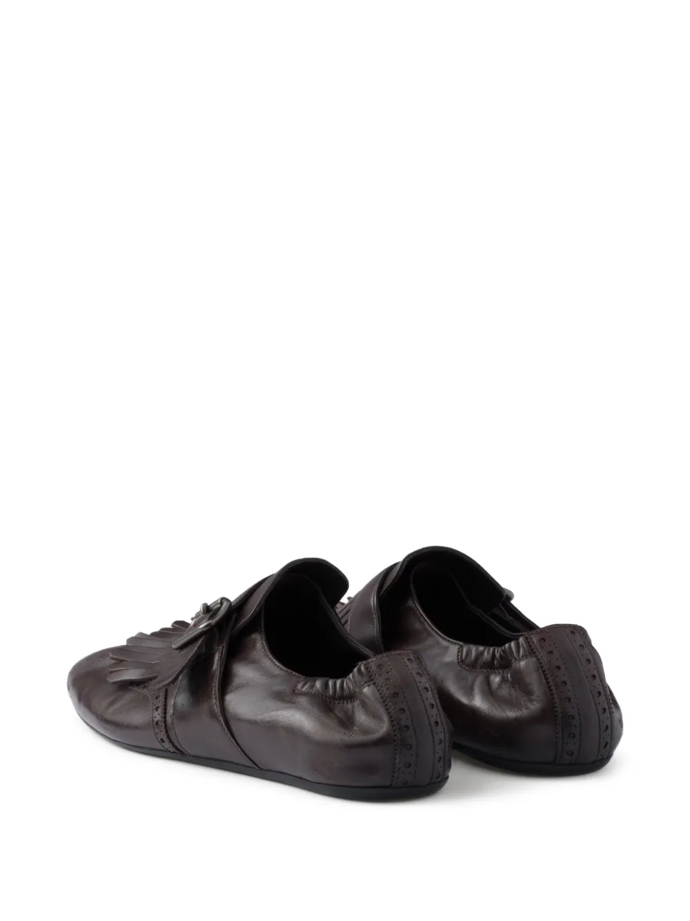 Prada fringed monk-strap loafers Brown