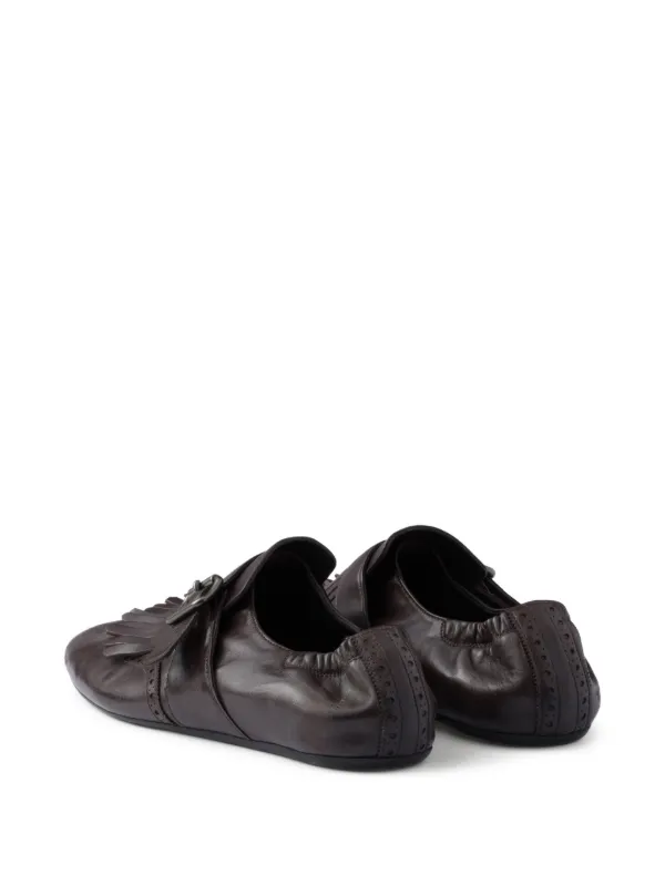 Prada Shuffle Fringed Monk Shoes | Brown | FARFETCH
