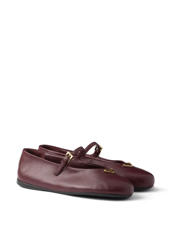 Prada Leather Ballet Flats | Red | FARFETCH
