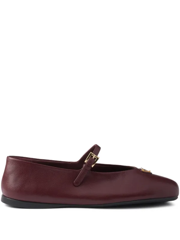 PRADA　フラットシューズ　レッド Prada レザーフラットシューズ | レッド | FARFETCH JP