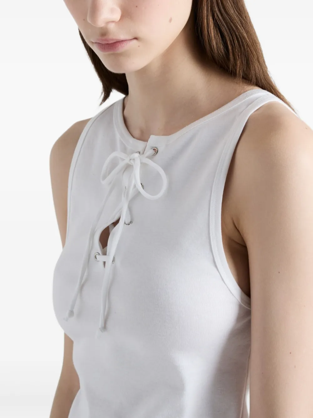 Prada Tanktop met veters Wit