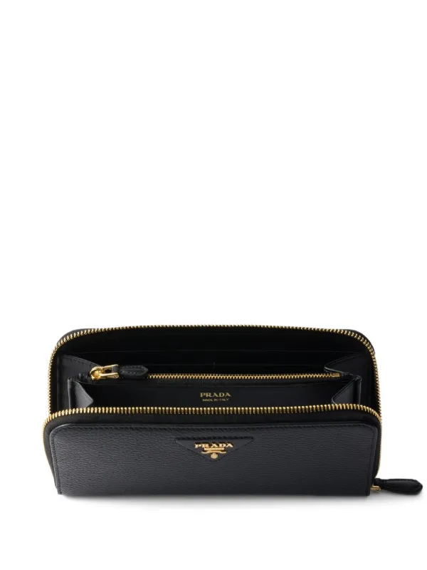 プラダZIPウォレット Prada Large Leather zip-around Wallet | Black | FARFETCH PL