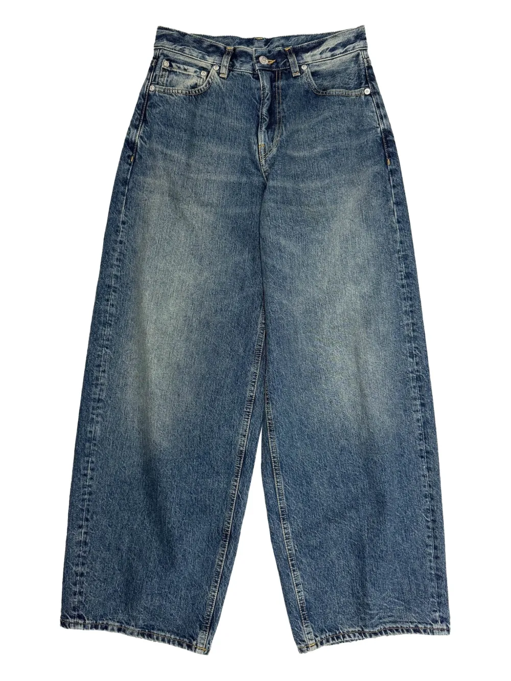 6397 Roomy rear logo patch straight-leg jeans - Blu