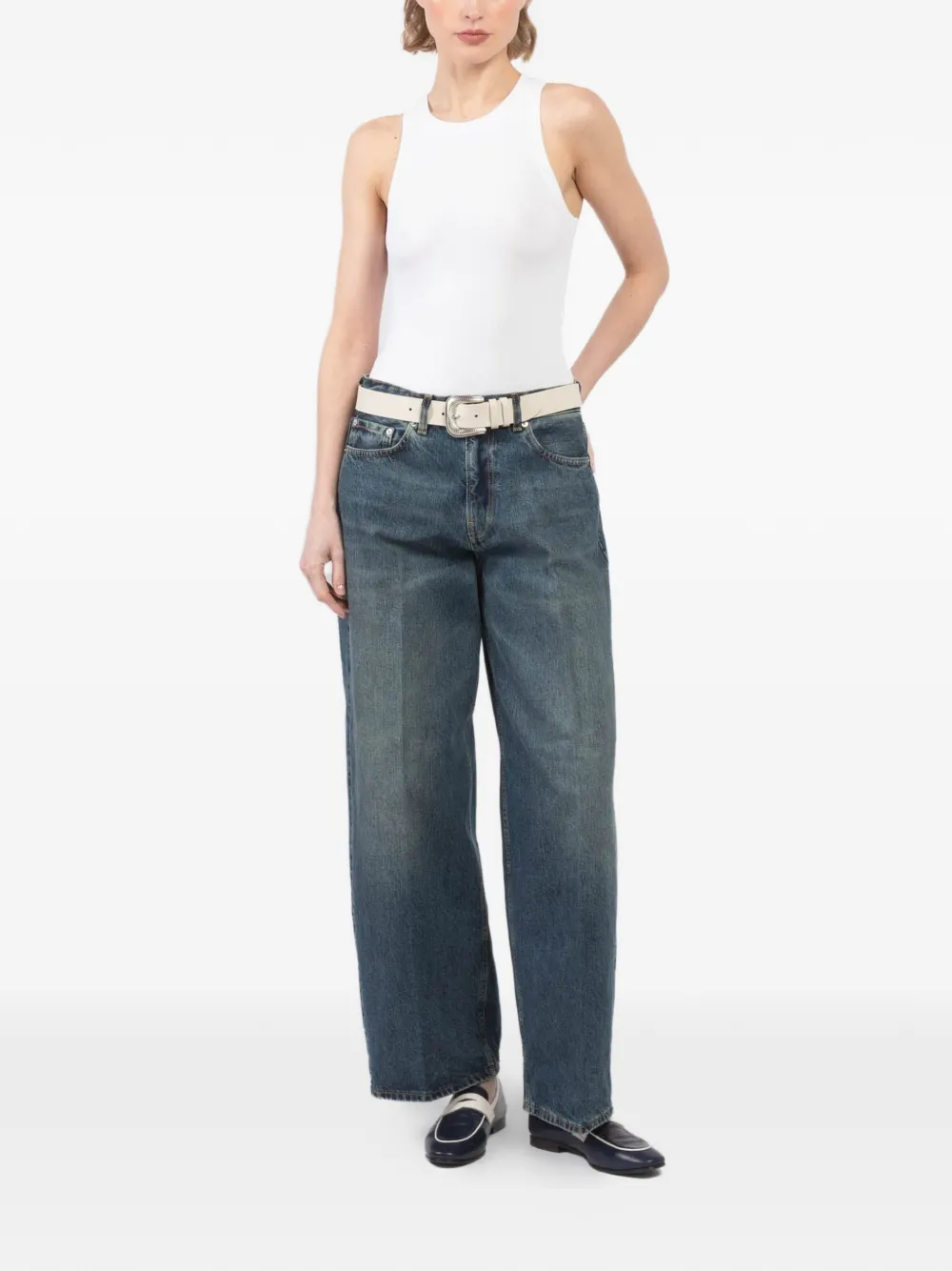 6397 Roomy rear logo patch straight-leg jeans - Blauw