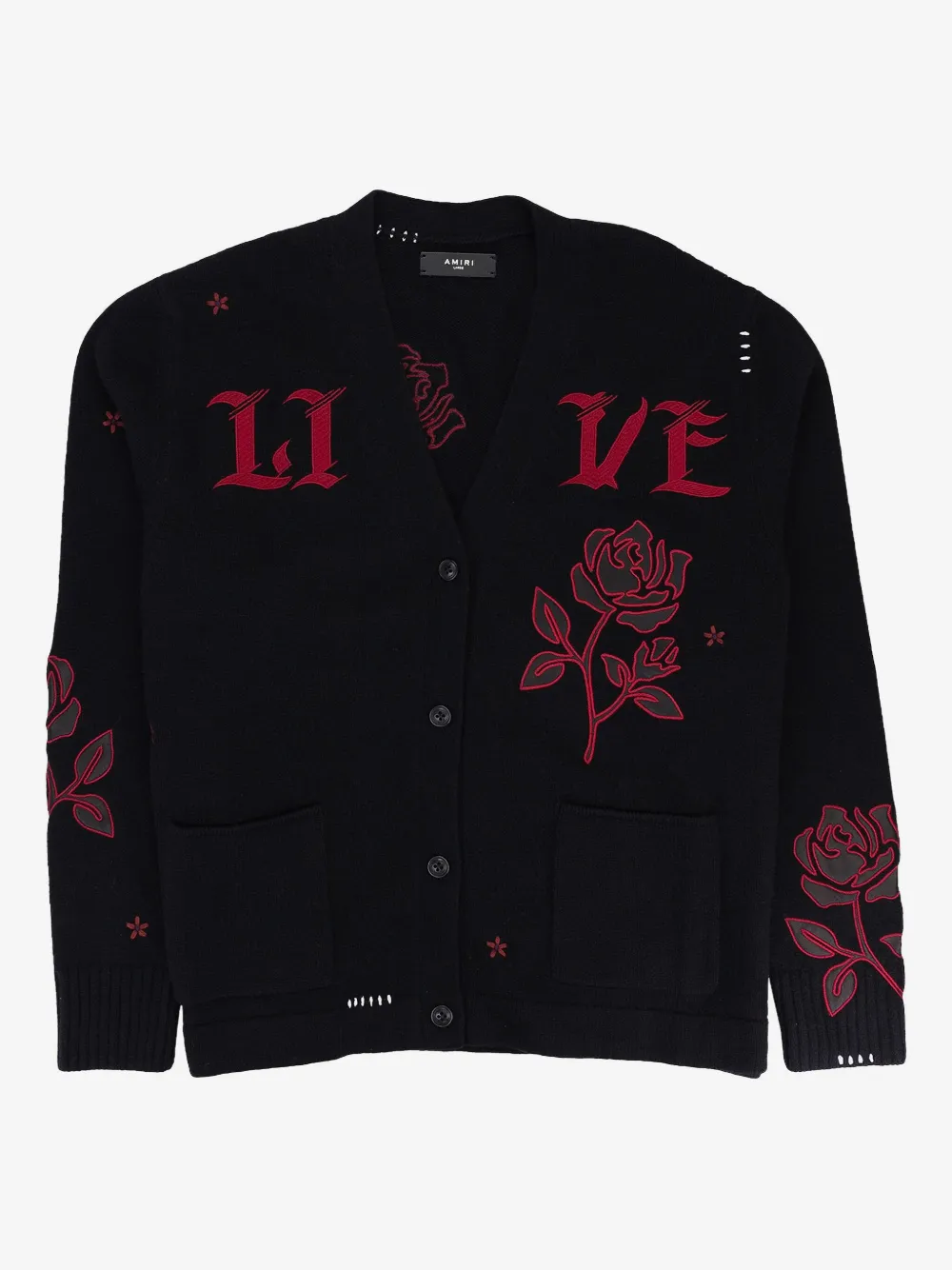AMIRI rose-appliqué cardigan | Black | Image 1