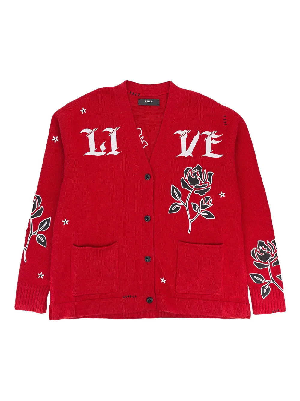 AMIRI rose-appliqué cardigan | Red | Image 1