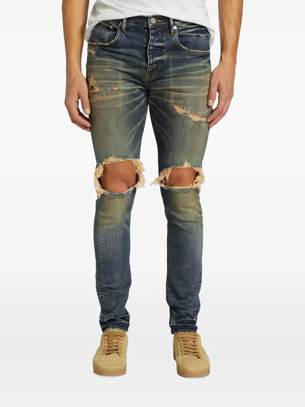 Purple Brand Jeans met gescheurd detail - Blauw