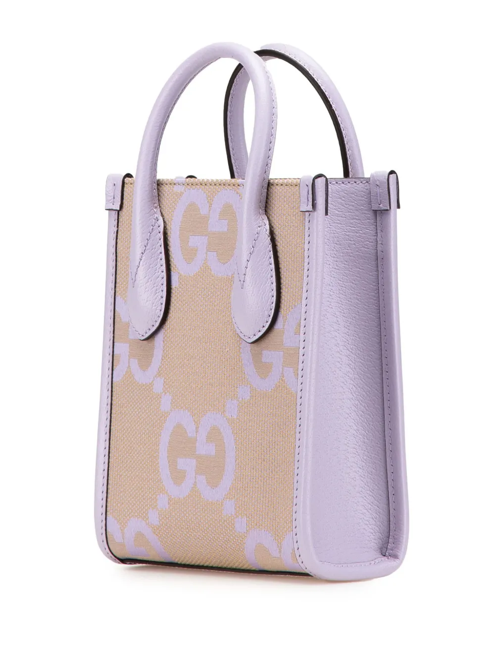 Pre-owned Gucci 2016-2024 Mini Jumbo Gg Canvas Interlocking G Satchel In Purple
